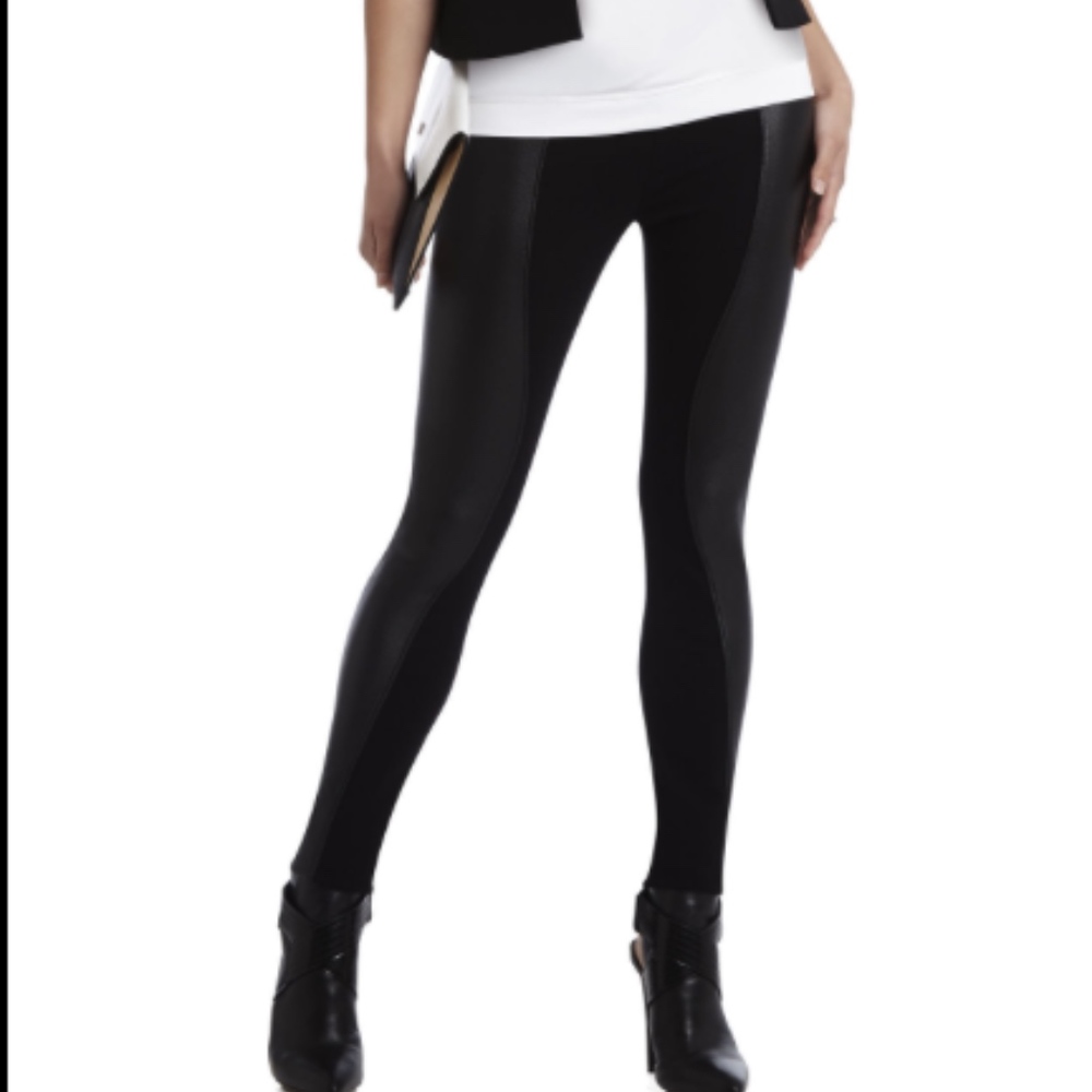 BCBGMAXAZRIA Shelby Contrast Black Faux Leather legging